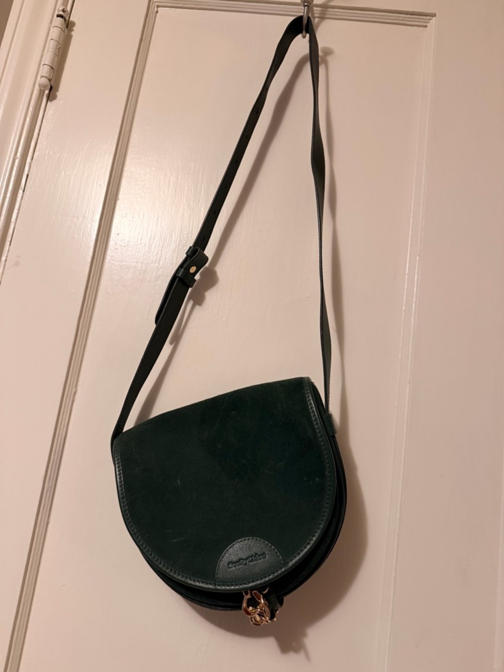 See By Chloe Dark Green Suede Mara Saddle Bag